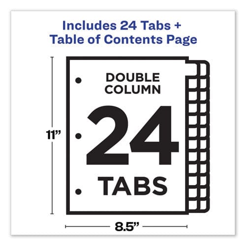 Avery Customizable Toc Ready Index Double Column Multicolor Tab Dividers 24-tab 1 To 24 11 X 8.5 White 1 Set - Office - Avery®
