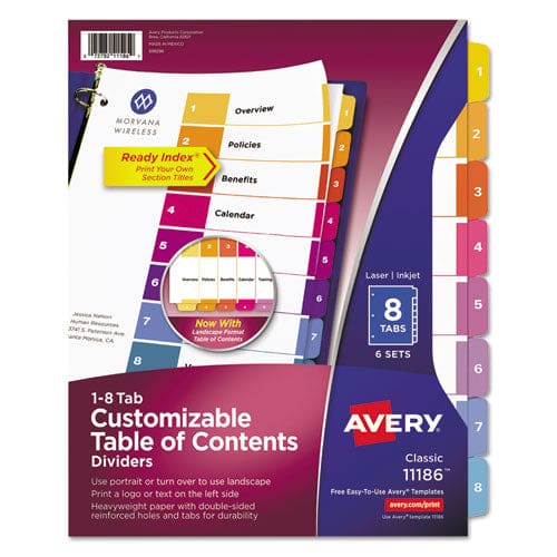 Avery Customizable Toc Ready Index Multicolor Tab Dividers 10-tab 1 To 10 11 X 8.5 White Traditional Color Tabs 6 Sets - Office - Avery®