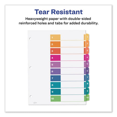 Avery Customizable Toc Ready Index Multicolor Tab Dividers 10-tab 1 To 10 11 X 8.5 White Traditional Color Tabs 1 Set - Office - Avery®