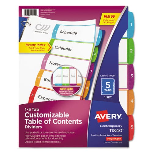 Avery Customizable Toc Ready Index Multicolor Tab Dividers 12-tab 1 To 12 11 X 8.5 White Contemporary Color Tabs 1 Set - Office - Avery®