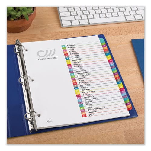 Avery Customizable Toc Ready Index Multicolor Tab Dividers 31-tab 1 To 31 11 X 8.5 White Contemporary Color Tabs 1 Set - Office - Avery®