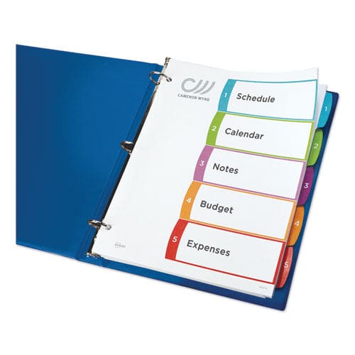Avery Customizable Toc Ready Index Multicolor Tab Dividers 5-tab 1 To 5 11 X 8.5 White Contemporary Color Tabs 1 Set - Office - Avery®