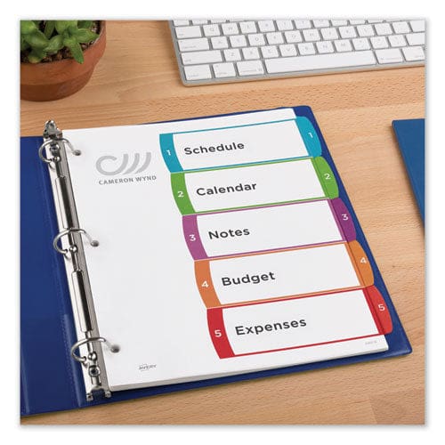 Avery Customizable Toc Ready Index Multicolor Tab Dividers 5-tab 1 To 5 11 X 8.5 White Contemporary Color Tabs 1 Set - Office - Avery®
