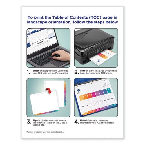 Avery Customizable Toc Ready Index Multicolor Tab Dividers 5-tab 1 To 5 11 X 8.5 White Traditional Color Tabs 6 Sets - Office - Avery®