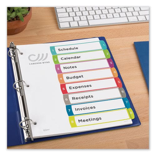 Avery Customizable Toc Ready Index Multicolor Tab Dividers 8-tab 1 To 8 11 X 8.5 White Contemporary Color Tabs 1 Set - Office - Avery®