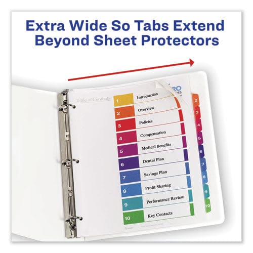Avery Customizable Toc Ready Index Multicolor Tab Dividers Extra Wide Tabs 10-tab 1 To 10 11 X 9.25 White 1 Set - Office - Avery®