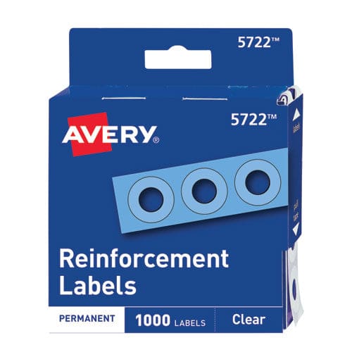 Avery Dispenser Pack Hole Reinforcements 0.25 Dia Clear 1,000/pack (5722) - School Supplies - Avery®