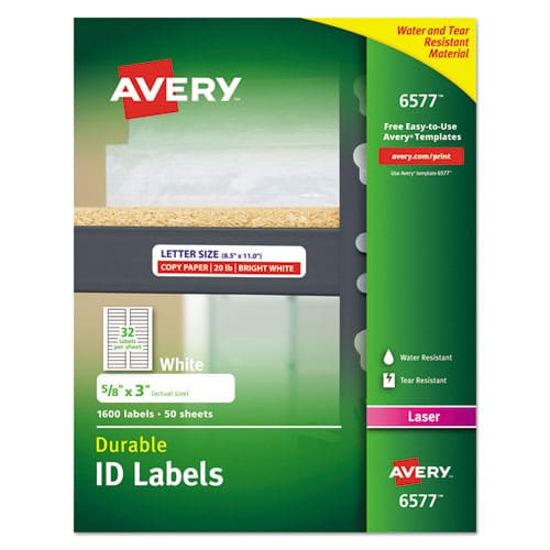 Avery Durable Permanent Id Labels With Trueblock Technology Laser Printers 0.63 X 3 White 32/sheet 50 Sheets/pack - Office - Avery®