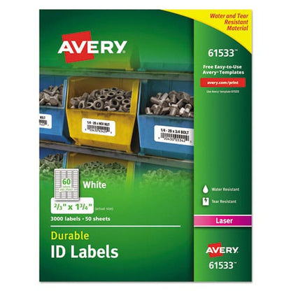 Avery Durable Permanent Id Labels With Trueblock Technology Laser Printers 0.66 X 1.75 White 60/sheet 50 Sheets/pack - Office - Avery®