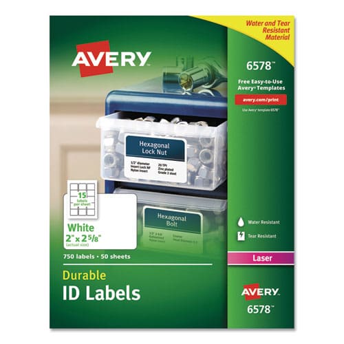Avery Durable Permanent Id Labels With Trueblock Technology Laser Printers 0.66 X 1.75 White 60/sheet 50 Sheets/pack - Office - Avery®