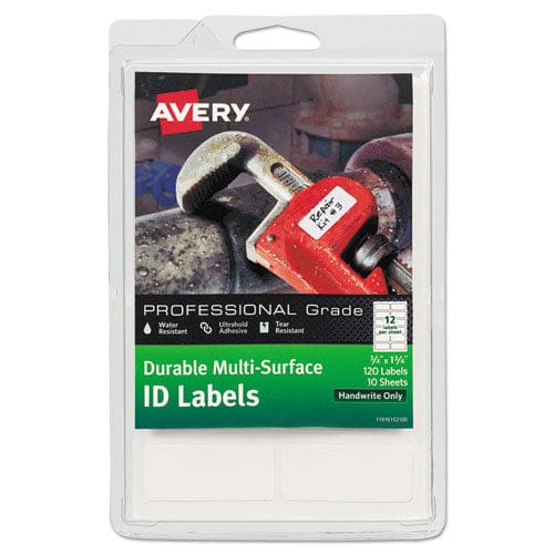 Avery Durable Permanent Multi-surface Id Labels Inkjet/laser Printers 0.75 X 1.75 White 12/sheet 10 Sheets/pack - Office - Avery®