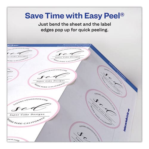 Avery Durable White Id Labels W/ Sure Feed 2.5 Dia White 72/pk - Office - Avery®