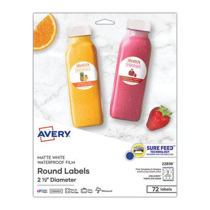 Avery Durable White Id Labels W/ Sure Feed 2.5 Dia White 72/pk - Office - Avery®