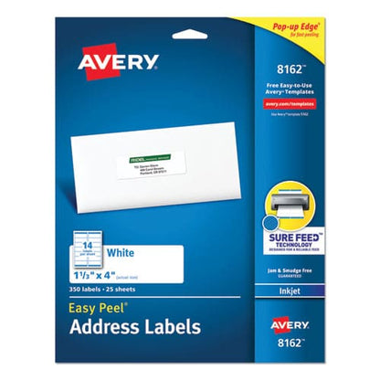 Avery Easy Peel White Address Labels W/ Sure Feed Technology Inkjet Printers 1.33 X 4 White 14/sheet 25 Sheets/pack - Office - Avery®
