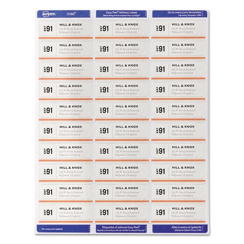 Avery Easy Peel White Address Labels W/ Sure Feed Technology Laser Printers 0.66 X 1.75 White 60/sheet 25 Sheets/pack - Office - Avery®
