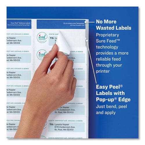 Avery Easy Peel White Address Labels W/ Sure Feed Technology Laser Printers 1.33 X 4 White 14/sheet 100 Sheets/box - Office - Avery®