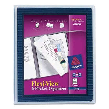 Avery Flexi-view Six-pocket Polypropylene Organizer 150-sheet Capacity 11 X 8.5 Translucent/navy - School Supplies - Avery®