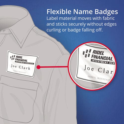 Avery Flexible Adhesive Name Badge Labels 3.38 X 2.33 White/blue Border 400/box - School Supplies - Avery®