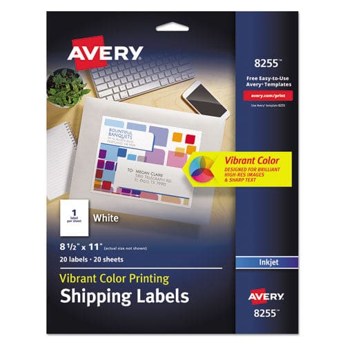 Avery Full-sheet Vibrant Inkjet Color-print Labels 8.5 X 11 Matte White 20/pack - Office - Avery®