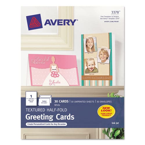 Avery Half-fold Greeting Cards With Envelopes Inkjet 65 Lb 5.5 X 8.5 Textured Uncoated White 1 Card/sheet 30 Sheets/box - Office - Avery®