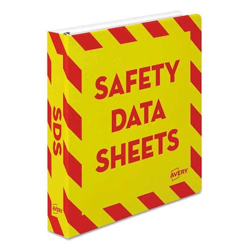 Avery Heavy-duty Preprinted Safety Data Sheet Binder 3 Rings 1.5 Capacity 11 X 8.5 Yellow/red - School Supplies - Avery®