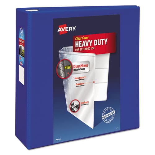 Avery Heavy-duty View Binder With Durahinge And Locking One Touch Ezd Rings 3 Rings 4 Capacity 11 X 8.5 Pacific Blue - School Supplies -