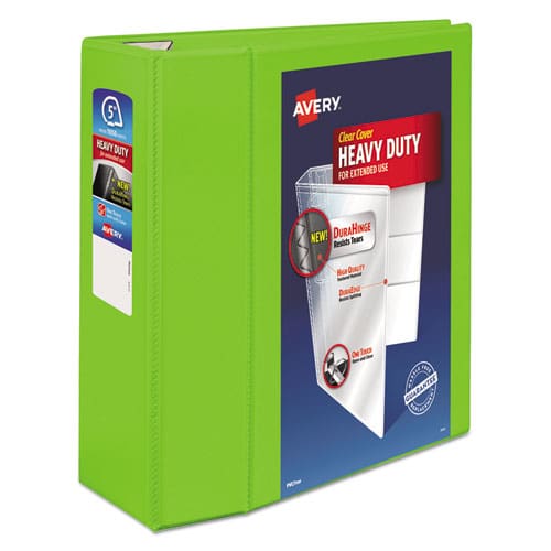 Avery Heavy-duty View Binder With Durahinge And Locking One Touch Ezd Rings 3 Rings 5 Capacity 11 X 8.5 Chartreuse - School Supplies -