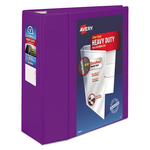 Avery Heavy-duty View Binder With Durahinge And Locking One Touch Ezd Rings 3 Rings 5 Capacity 11 X 8.5 Purple - School Supplies - Avery®