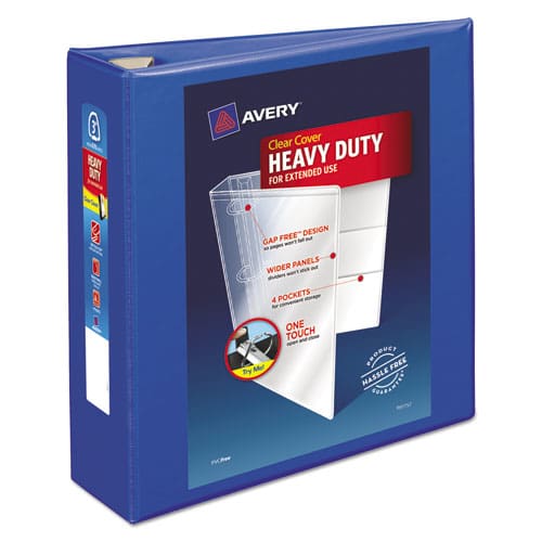 Avery Heavy-duty View Binder With Durahinge And Locking One Touch Ezd Rings 3 Rings 3 Capacity 11 X 8.5 Pacific Blue - School Supplies -