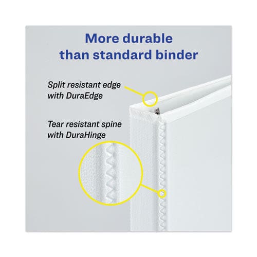 Avery Heavy-duty View Binder With Durahinge One Touch Ezd Rings And Extra-wide Cover 3 Ring 3 Capacity 11 X 8.5 White (1321) - School