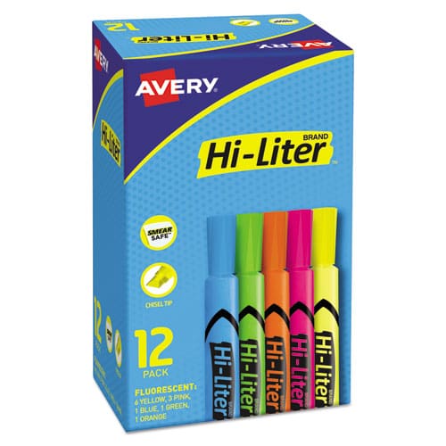 Avery Hi-liter Desk-style Highlighters Assorted Ink Colors Chisel Tip Assorted Barrel Colors Dozen - School Supplies - Avery®