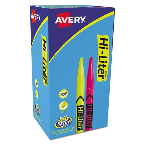 Avery Hi-liter Pen-style Highlighters Fluorescent Yellow Ink Chisel Tip Yellow/black Barrel Dozen - School Supplies - Avery®