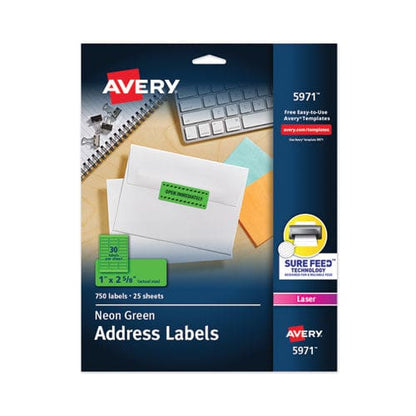 Avery High-visibility Permanent Laser Id Labels 1 X 2.63 Neon Green 750/pack - Office - Avery®