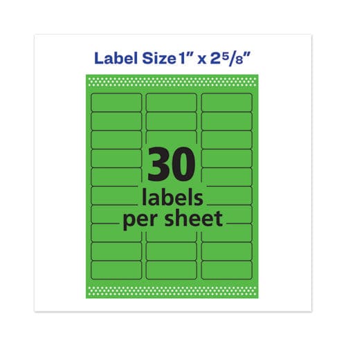 Avery High-visibility Permanent Laser Id Labels 1 X 2.63 Neon Green 750/pack - Office - Avery®