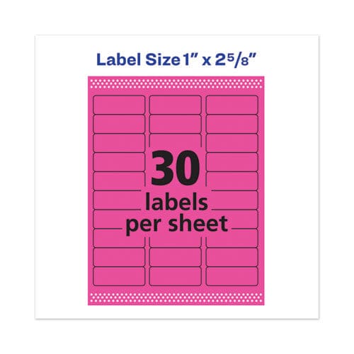 Avery High-visibility Permanent Laser Id Labels 1 X 2.63 Neon Magenta 750/pack - Office - Avery®