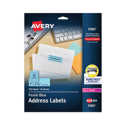 Avery High-visibility Permanent Laser Id Labels 1 X 2.63 Pastel Blue 750/pack - Office - Avery®