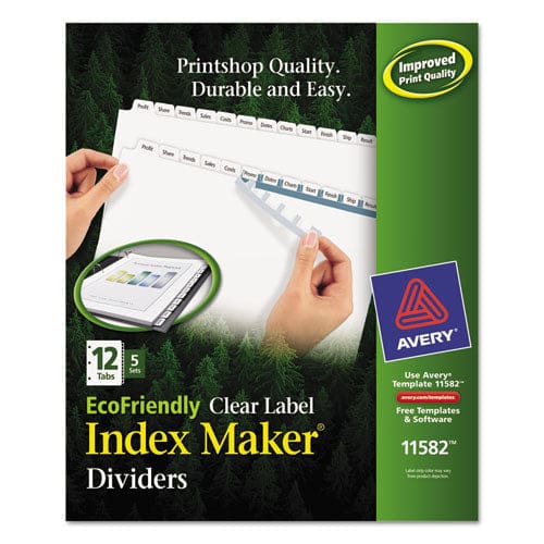 Avery Index Maker Ecofriendly Print And Apply Clear Label Dividers With White Tabs 12-tab 11 X 8.5 White 5 Sets - School Supplies - Avery®