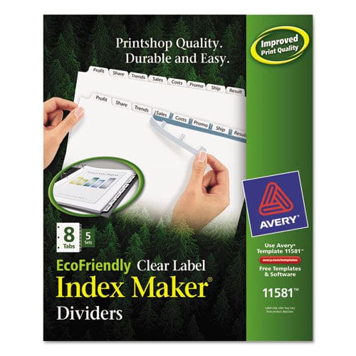 Avery Index Maker Ecofriendly Print And Apply Clear Label Dividers With White Tabs 8-tab 11 X 8.5 White 5 Sets - School Supplies - Avery®