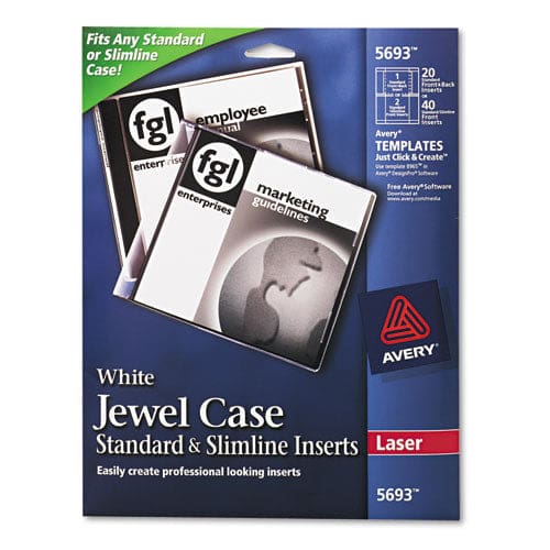 Avery Inkjet Cd/dvd Jewel Case Inserts Matte White 20/pack - Technology - Avery®