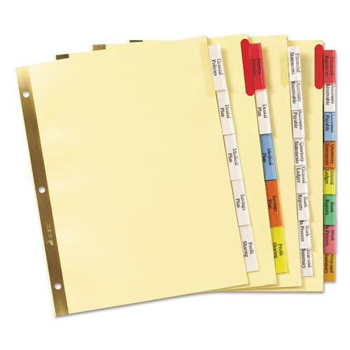 Avery Insertable Big Tab Dividers 5-tab Double-sided Gold Edge Reinforcing 11 X 8.5 Buff Assorted Tabs 1 Set - School Supplies - Avery®