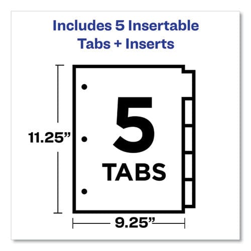 Avery Insertable Big Tab Dividers 5-tab Single-sided Copper Edge Reinforcing 11.13 X 9.25 White Clear Tabs 1 Set - School Supplies - Avery®