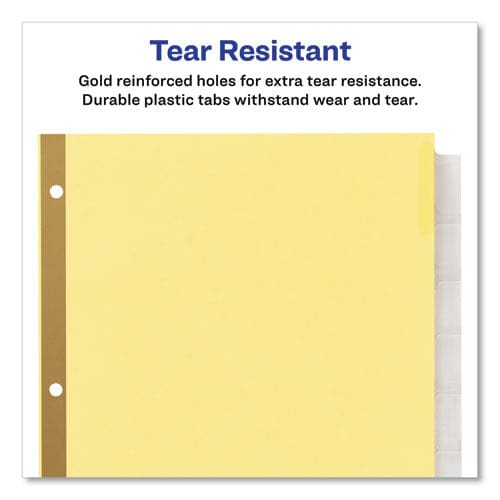 Avery Insertable Big Tab Dividers 8-tab Double-sided Gold Edge Reinforcing 11 X 8.5 Buff Clear Tabs 1 Set - School Supplies - Avery®