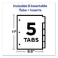 Avery Insertable Big Tab Plastic Dividers 5-tab 11 X 8.5 Clear 1 Set - School Supplies - Avery®