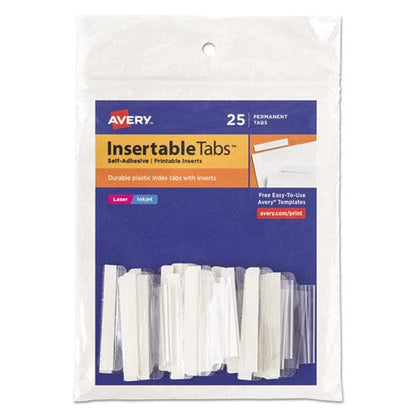 Avery Insertable Index Tabs With Printable Inserts 1/5-cut Clear 1.5 Wide 25/pack - Office - Avery®