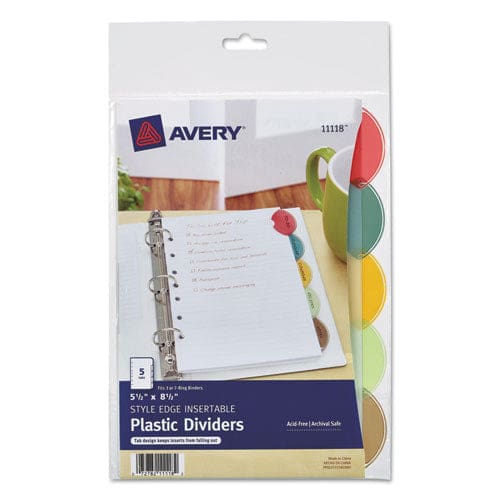 Avery Insertable Style Edge Tab Plastic Dividers 7-hole Punched 5-tab 8.5 X 5.5 Translucent 1 Set - School Supplies - Avery®