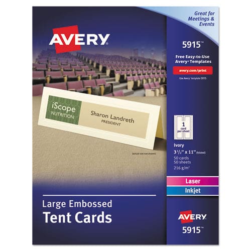 Avery Large Embossed Tent Card Ivory 3.5 X 11 1 Card/sheet 50 Sheets/pack - Office - Avery®
