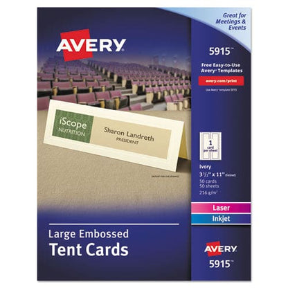 Avery Large Embossed Tent Card Ivory 3.5 X 11 1 Card/sheet 50 Sheets/pack - Office - Avery®