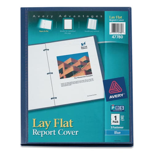 Avery Lay Flat View Report Cover Flexible Fastener 0.5 Capacity 8.5 X 11 Clear/blue - School Supplies - Avery®