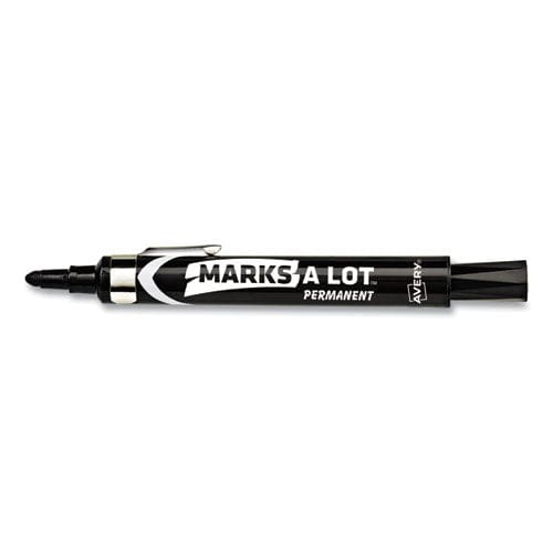 Avery Marks A Lot Large Desk-style Permanent Marker With Metal Pocket Clip Broad Bullet Tip Black Dozen (24878) - School Supplies - Avery®