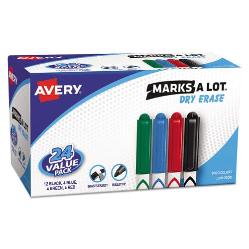 Avery Marks A Lot Pen-style Dry Erase Marker Value Pack Medium Chisel Tip Assorted Colors 24/set (29860) - School Supplies - Avery®